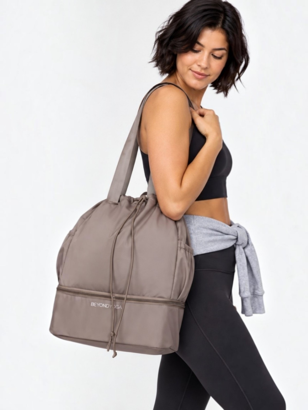Beyond Yoga Convertible Gym Bag Backpack Tote Birch Gray Like New